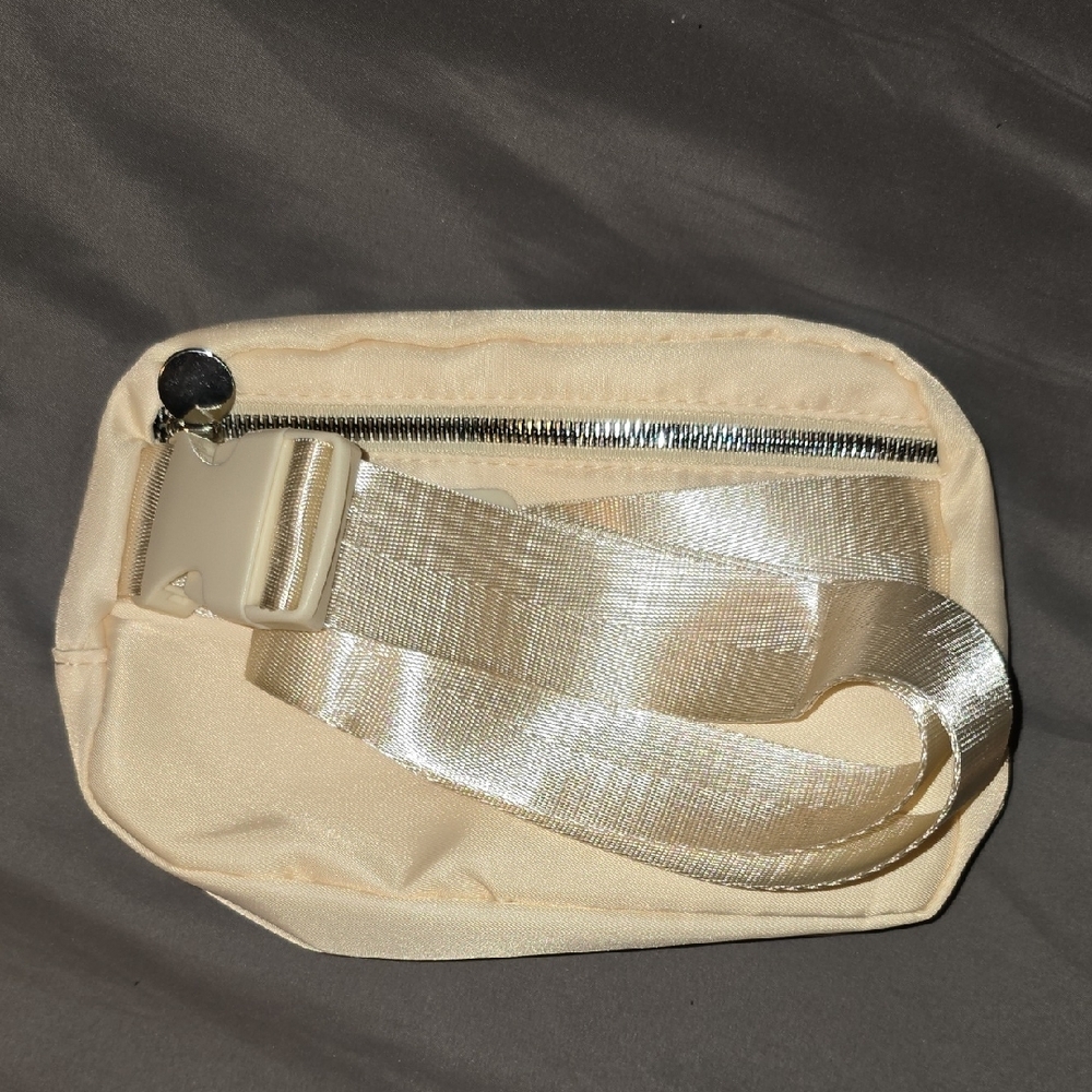 M Letter M Stylish Cream Crossbody Bag with Sunflower Accent Belt Bag 2 Pockets - Picture 4 of 7